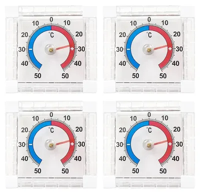 Produktbild von Außenthermometer 4 Stück, -50 °C bis 50 °C, 7.5 x 7.5 x 2.5 cm, Kunststoff, für Garten