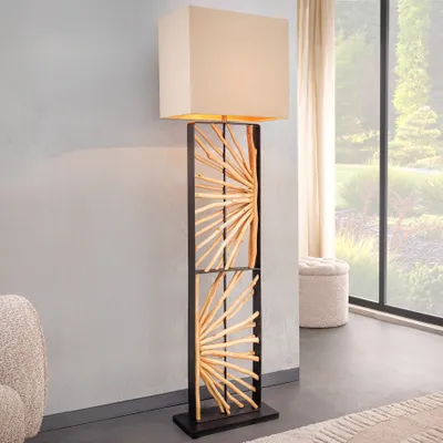 Produktbild von riess-ambiente Stehlampe EUPHORIA 165cm natur Longanholz beige mit Lampenschirm Stehleuchte Lampe Leuchte