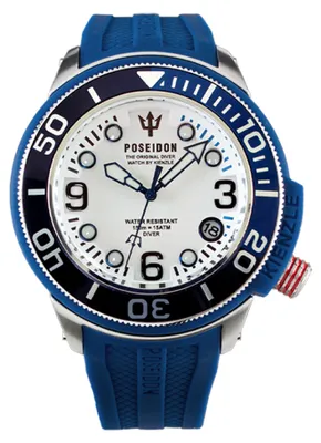 Produktbild von Kienzle Poseidon24 Taucheruhr Quarz Datum Edelstahl 45 mm Weiß Blau