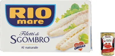 Produktbild von 6x Rio Mare Makrelenfilets in Salzlake, 125g + Italian Gourmet polpa 400g