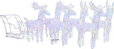 Produktbild von vidaXL Rentiere Schlitten Weihnachtsdekoration 320 LEDs Acryl