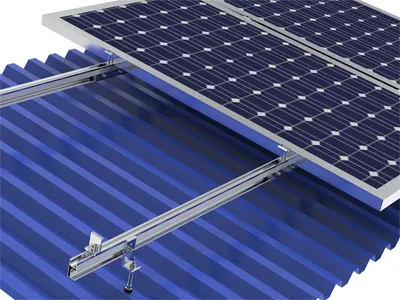 Produktbild von Montagesystem mit Stockschrauben für 4 Solarmodule 1-reihige Hochkant-Verlegung