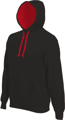 Produktbild von Kariban Uni Hoodie Kapuzenpullover Sweatjacke Sweatshirt Pullover, Größe:S, Farbe:Black/Red