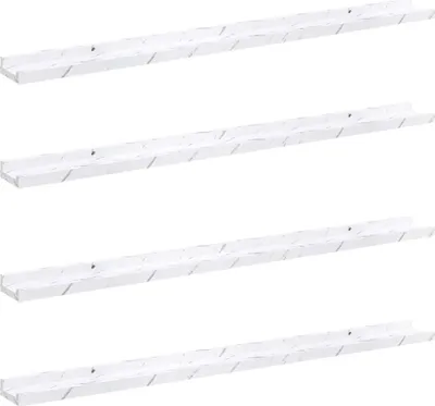 Immagine prodotto di vidaXL Mensole da parete, set di 4 pezzi, bianco, effetto marmo, 100 x 9 x 3 cm, materiale composito di legno