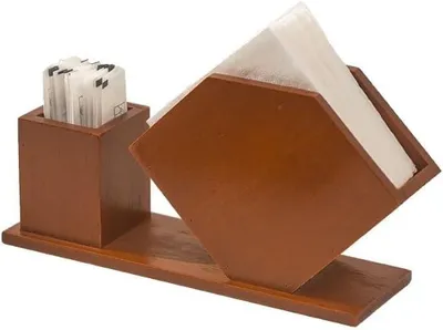 Produktbild von Großer quadratischer Besteckhalter aus Massivholz im japanischen Design, braun
