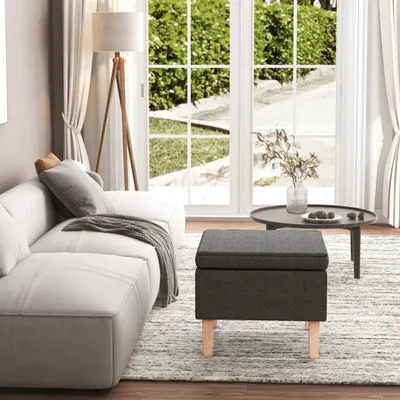Obrázok produktu pre The Living Store Stolička s drevenými nohami tmavosivá látka