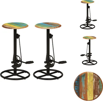 Image de vidaXL Tabouret de bar 2 pcs. en bois massif - Tabouret de bar