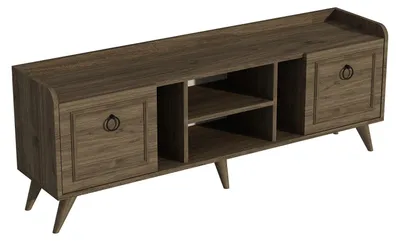 TV-Kommode Walnuss 150x55x35 cm Melamin Spanplatte Eisenbeine
