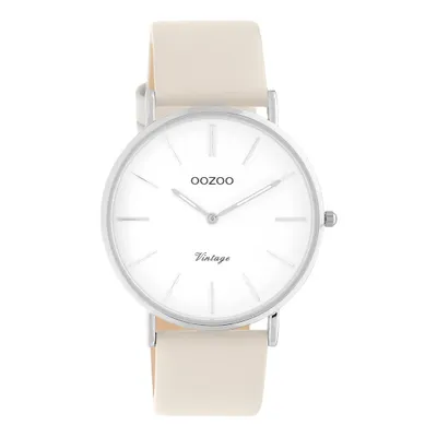 Produktbild von Oozoo Damen Lederarmband Uhr Vintage Series beige weiß Analog Quarzuhr UOC20250