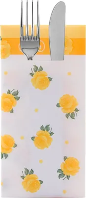 Produktbild von Sovie HOME Besteckserviette Rosita in Gelb aus Linclass® Airlaid 40 x 40 cm, 12 Stück - Floral Rosen