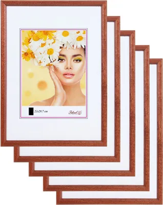 Produktbild von 3er 5er Set Holz Bilderrahmen Foto Rahmen Holzrahmen Wanddeko Collage Poster S236 - Farbe: 5er Pack Braun | Format: 13x18