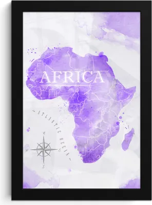 Produktbild von MuchoWow® MuchoWow® Gerahmtes Poster Karten - Afrika - Aquarell 20x30 cm - Poster mit zchwarzem Bilderrahmen - Drucken - Bilder Poster im Rahmen