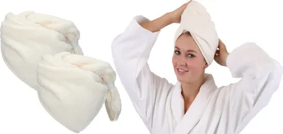Produktbild von Betz 2 Stück Frottee Haarturban Turban 100% Baumwolle – Farbe: creme