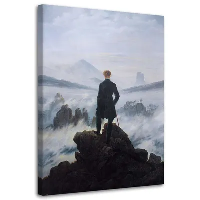 Produktbild von Leinwandbild wanderer über einem nebelmeer - c. d. friedrich reproduktion 40x60 cm Feeby grau wandbild bereit zum aufhängen