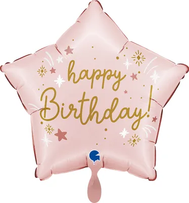 Obrázok produktu pre Folienballon Stern 45cm Happy Birthday rosa