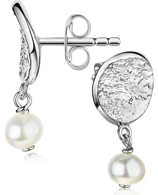 Produktbild von MATERIA by Matthias Wagner Ohrstecker rund mit Perle 925 Sterling Silber gewölbt gehämmert SO-123