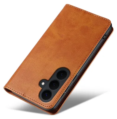 Produktbild von Handyhülle für Samsung Galaxy S26 FE Kunstleder Flip Cover Hülle Handytasche Case Kartenfach Farbe: Hellbraun