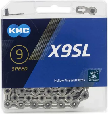Image de KMC chaîne de dérailleur X9SL, 1/2' x 11/128', 114 maillons, 6,6 mm, 9 fois, argent