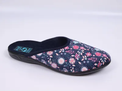 Produktbild von Damenhausschuhe ADANEX SARA 29844 blau mit Blumen mit geschlossener Spitze