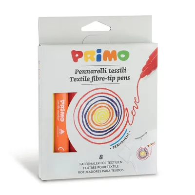 Produktbild von Primo Textilmarker, verschiedene Farben, 8 Stück, 1 Box