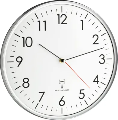 Produktbild von Zegar ścienny TFA® sterowany radiowo, biało-srebrny, Ø 33,0 cm