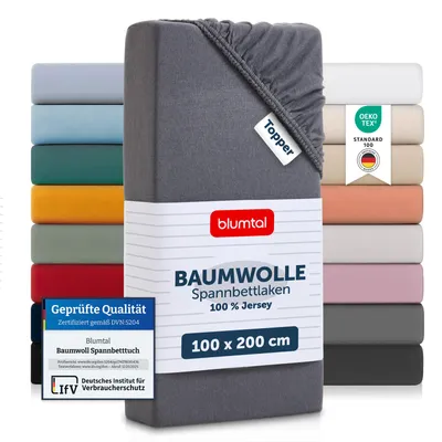 Produktbild von Blumtal 2er Set Spannbettlaken für Topper  100x200x15 cm - 100% Baumwolle