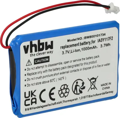Produktbild von vhbw Akku Ersatz für IA3Y117F2 für GPS Navigation Navi (1000 mAh, 3,7 V, Li-Ion)