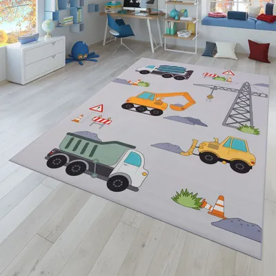 Produktbild von TT Home Kinderteppich Babyzimmer Teppich Kinderzimmer Rutschfest Tiere Weltkarte Autos Größe 200 cm Quadrat