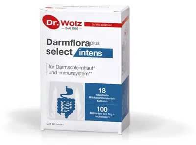 Produktbild von Dr. Wolz Darmflora plus select intens Kapseln für Darmschleimhaut und Immunsystem, 80 St. Kapseln