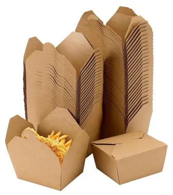 100 Take-away-Boxen aus Kraftpapier, 12,4x10,5x6,5 cm