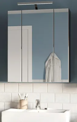 Produktbild von Badezimmer Spiegelschrank "Leon" schwarz Badschrank 3-türig 60 x 70 cm