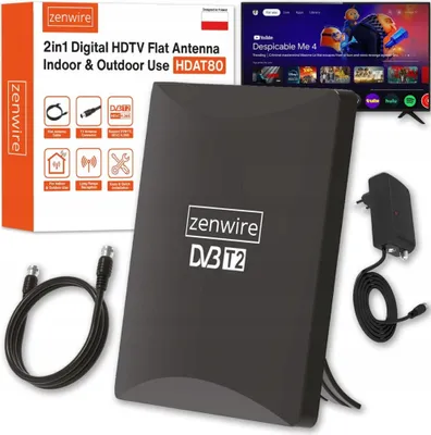 Immagine prodotto di Antenna per televisione terrestre - DVB-T2 HEVC - 2in1 - antenna per esterni e interni - 4K