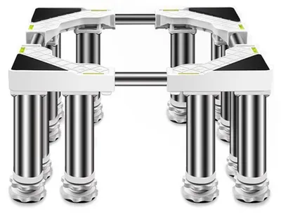 Image de Support pour machine à laver, réglable en hauteur de 45 à 65 cm, pieds réglables de 10 à 25 cm, en acier inoxydable/polypropylène, capacité de charge de 100 à 300 kg