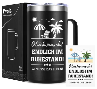 Thermobecher mit Henkel, 600 ml, Rentengeschenk