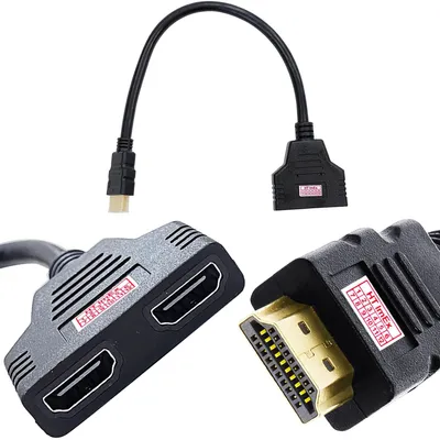 Produktbild von HDMI Splitter Verteiler 1 in 2 out Adapter PC TV Konsole 4K Full HD Buchse Black