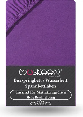 Produktbild von Premium Jersey Spannbettlaken 180x200 cm - 200x220 cm + 40 cm Boxspringbett mit Elasthan aubergine