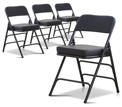 4er-Set Klappstühle, gepolstert, schwarz, bis 136 kg belastbar