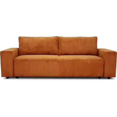 Image de Canapé Convertible 3 Places Velours Côtelé Terracotta, Coffre de Rangement, L 239 x P 86 x H 85 cm, Couchage 130x187x8 cm
