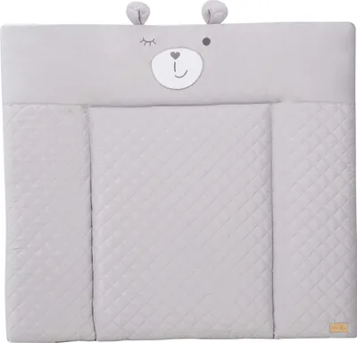 Imagen del producto de Colchón cambiador suave de la marca "roba", estilo "roba", color gris, 85x75 cm, fácil de limpiar, con estampado de cara de oso "Sammy"