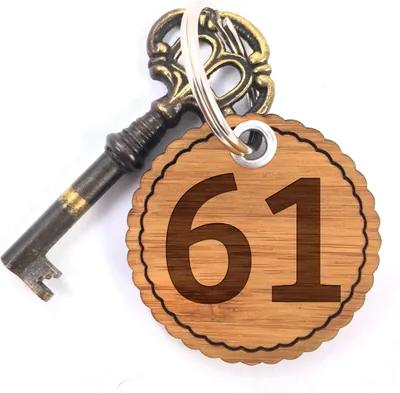Produktbild von Mr. & Mrs. Panda Schlüsselanhänger 61 - Geschenk, Hotelzimmer, Zeichen, anhänger schlüssel, Buchstaben, Taschenanhänger, holz, Hotel, Alphabet, Zimmer