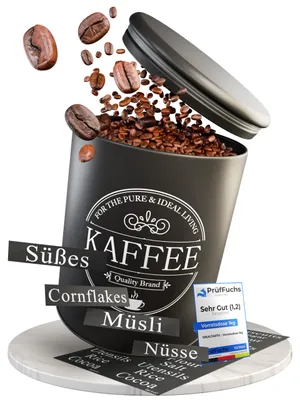 Luftdichte Kaffeedose 1 kg mit Bambusdeckel