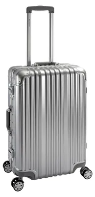 Produktbild von London Koffer Silber M-65cm · Alu-Rahmen · Polycarbonat Hartschale · 2X TSA Zahlenschloss · 4 Silent Move Doppelräder · 360°Rollen · Vol. 67L