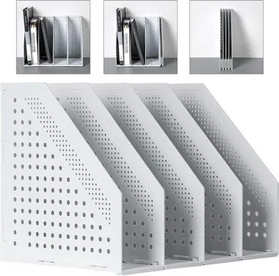 Produktbild von Famanu Bücherregal Faltbar - Büro-Organizer - 4 Fächer - Lichtgrau