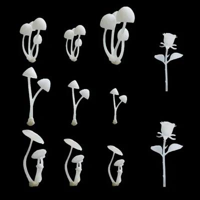 Productafbeelding van Siliconen mal 11 stuks, mini-paddestoel- en roosvormen, gietvorm voor hars, geschikt voor het maken van sieraden