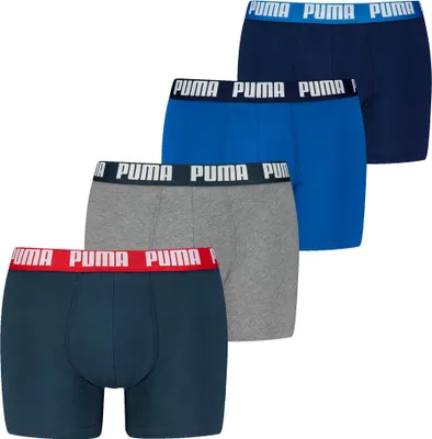 Produktbild von PUMA Herren Boxer Shorts, 4er Pack - Basic Boxer ECOM, Baumwolle Stretch, Everyday Blau/Grau L
