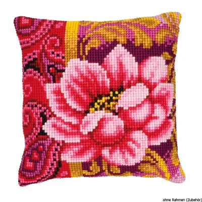 Produktbild von Vervaco Kreuzstichkissen "Pink Flower", Stickbild vorgezeichnet
