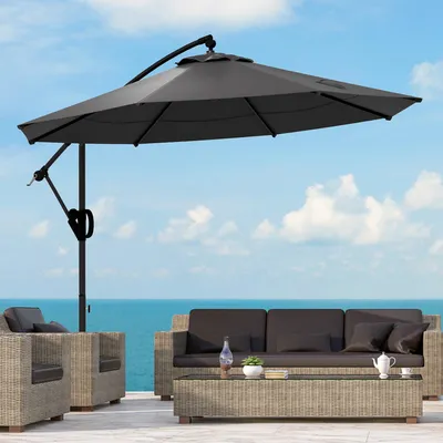 Productafbeelding van Parasol - Stokparasol - Zweefparasol - Balkonparasol - Muurparasol - Grijs Verkeerslicht Design