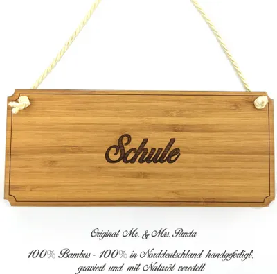 Produktbild von Mr. & Mrs. Panda Firmenschild Schule - Geschenk, Holzschild, Geschenkidee, Shabby, Schild, Landhaus, wandtafel, Wegweiser, Hinweisschild, Türschild, Graviert