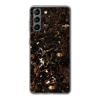 Produktbild von MuchoWow® Handyhülle Schutzhülle Hülle für Samsung Galaxy S21 Marmor - Schwarz - Gold Silikon Softcase Handy Hülle - Softcase