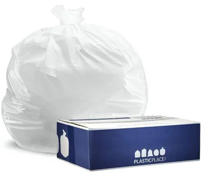 Produktbild von Plasticplace Müllbeutel, 0,7 mm, Weiß, 83,8 x 99,1 cm, 150 Stück
